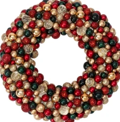 Intratuin kerstkrans Trevi rood / groen / goud kerstbal D 33 H 6 cm