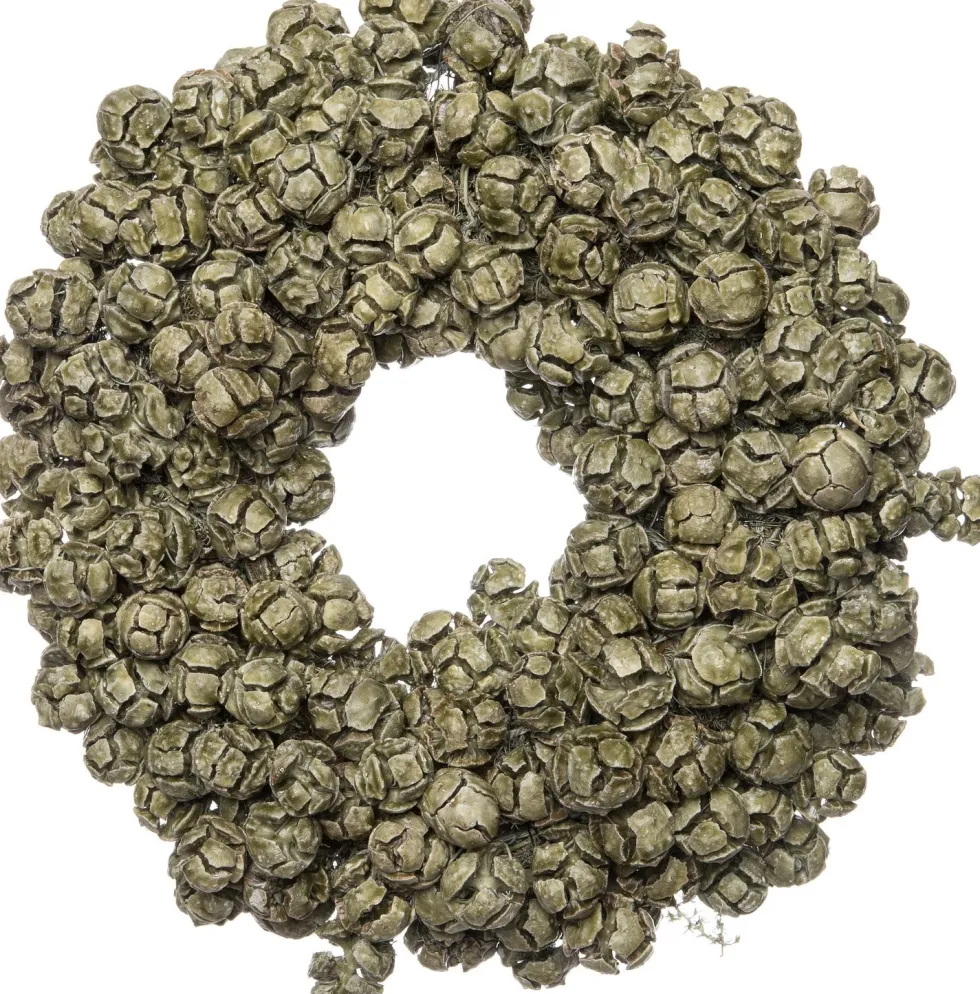 Intratuin kerstkrans van cipreskegels wax overgoten D 35 cm antiek groen