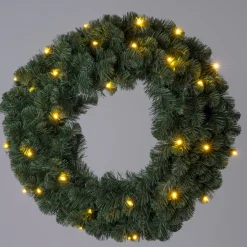 Intratuin kerstkrans Winterberg blauw met 30 lampjes warm wit D 60 cm