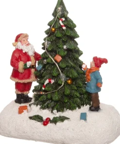 Intratuin kerstminiatuur kerstman met kerstboom 10,5 x 6 x 11,7 cm