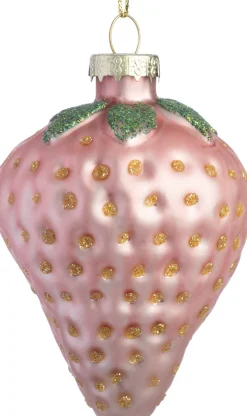 Intratuin kerst ornament aardbei roze 5,9 x 5,9 x 8,5 cm
