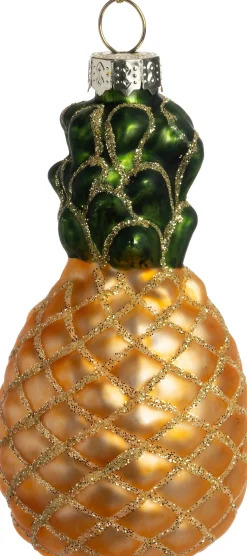 Intratuin kerst ornament ananas oranje / groen D 4,5 x H 8,5 cm