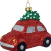 Intratuin kerst ornament auto kever rood / groen 11,1 x 5,9 x 7,1 cm