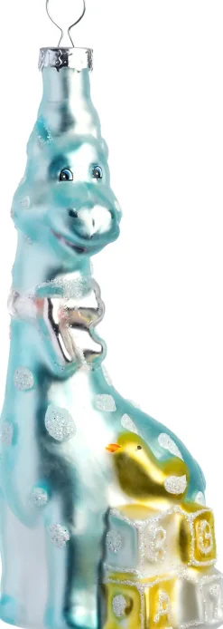 Intratuin kerst ornament babys eerste giraffe blauw 5 x 3,7 x 11,9 cm