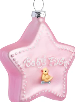 Intratuin kerst ornament babys eerste ster roze 6,7 x 2,2 x 7,2 cm
