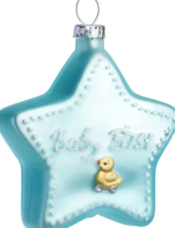 Intratuin kerst ornament babys eerste ster blauw 6,7 x 2,2 x 7,2 cm