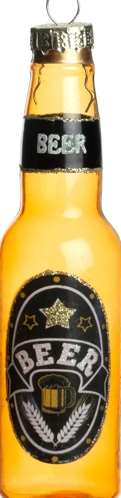 Intratuin kerst ornament bierfles geel 3,7 x 3,7 x 14 cm