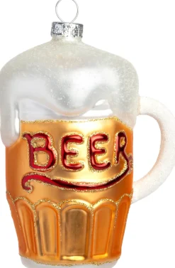 Intratuin kerst ornament bierglas goud / wit 8 x 6,4 x 11,1 cm