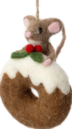 Intratuin kerst ornament Bolo muis met donut bruin 9 x 8 x 12 cm
