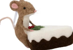 Intratuin kerst ornament Bolo muis taart bruin 9 x 16 x 13 cm