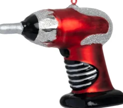 Intratuin kerst ornament boormachine rood / zilver 14,1 x 13,1 x 8,4 cm