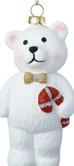 Intratuin kerst ornament Brann teddybeer zuurstok wit 6,4 x 5 x 12,3 cm