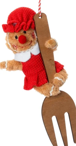 Intratuin kerst ornament Brody gemberkoekman vork bruin 9 x 5 x 23 cm