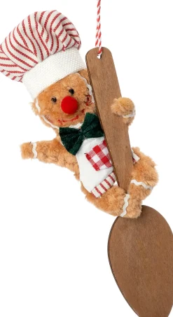 Intratuin kerst ornament Brody gemberkoekman lepel bruin 9 x 5 x 23 cm