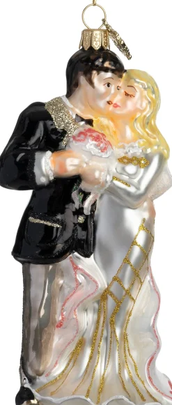 Intratuin kerst ornament bruidspaar zwart / goud / zilver 7 x 5 x 14,5 cm