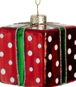 Intratuin kerst ornament cadeau rood / groen 5 x 5 x 5 cm