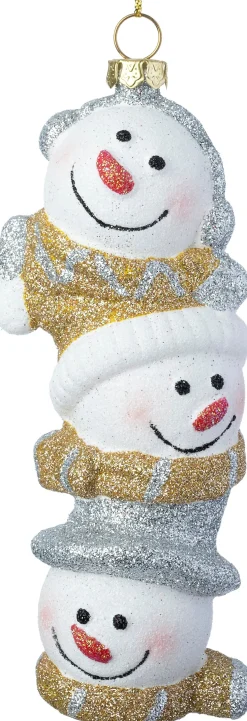 Intratuin kerst ornament Carlo sneeuwpoppen goud / zilver / wit 7 x 4,7 x 14,3 cm