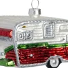 Intratuin kerst ornament caravan rood / wit 5,5 x 8,8 x 6,3 cm