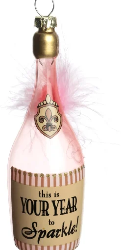 Intratuin kerst ornament champagne transparant 3,8 x 3,8 x 12 cm