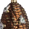 Intratuin kerst ornament Cobie bijenkorf bruin 9,2 x 9,2 x 10,3 cm