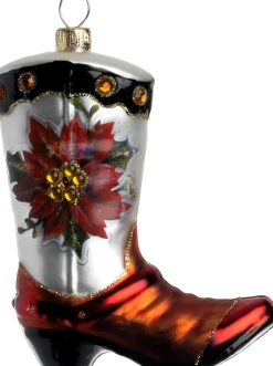 Intratuin kerst ornament Cobie cowboylaars bruin / wit 9,7 x 3,3 x 10,4 cm
