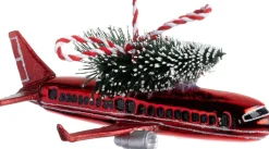 Intratuin kerst ornament Cobie vliegtuig rood 12,3 x 8,2 x 15,9 cm