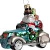 Intratuin kerst ornament Cobie kerstman in auto rood 9,8 x 5,8 x 4 cm