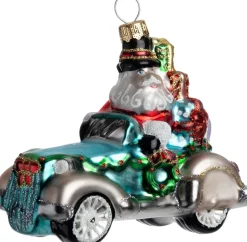 Intratuin kerst ornament Cobie kerstman in auto rood 9,8 x 5,8 x 4 cm