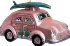 Intratuin kerst ornament Cobie surfauto roze 6,5 x 6,5 x 12 cm