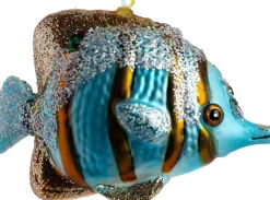 Intratuin kerst ornament Cobie vis blauw / geel 8,3 x 4,8 x 12,4 cm