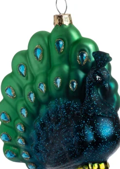 Intratuin kerst ornament Cobie pauw blauw / groen 9,6 x 3,9 x 10 cm