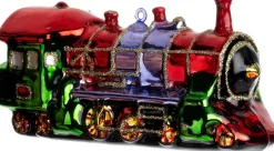 Intratuin kerst ornament Cobie trein rood / groen 5,8 x 4,2 x 12 cm