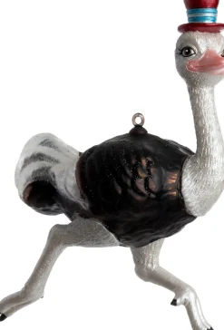 Intratuin kerst ornament Cobie struisvogel zwart / wit 9 x 5,5 x 13,9 cm