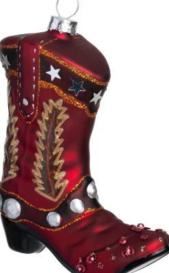 Intratuin kerst ornament cowboy laars rood 8,5 x 3,7 x 10,5 cm