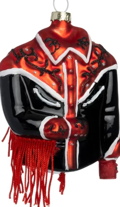 Intratuin kerst ornament cowboy blouse rood / zwart 7,7 x 3,8 x 10,2 cm