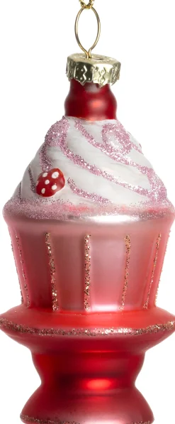 Intratuin kerst ornament cupcake aardbei wit / roze 3,5 x 3,5 x 7 cm