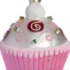 Intratuin kerst ornament cupcake roze / wit 7,5 x 7,5 x 9 cm