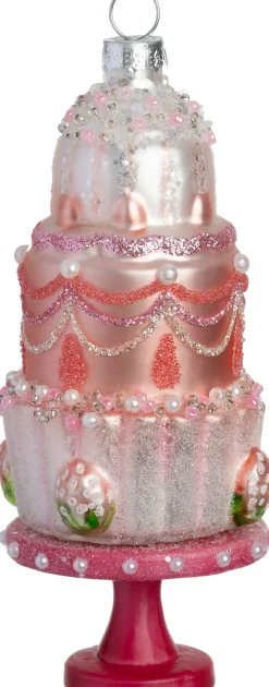 Intratuin kerst ornament cupcake wit / roze 5,5 x 5,5 x 12 cm