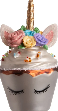 Intratuin kerst ornament cupcake unicorn wit D 7 H 12 cm