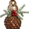 Intratuin kerst ornament dennenappel uil bruin D 6,7 H 14,5 cm