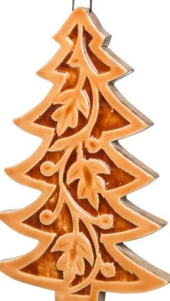 Intratuin kerst ornament dennenboom 20 x 13 x 2 cm bruin / naturel