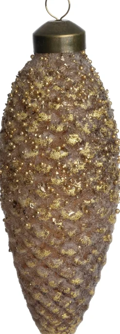 Intratuin kerst ornament dennenappel bruin 5,5 x 4,5 x 13,5 cm