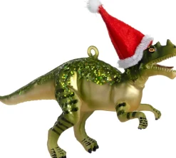Intratuin kerst ornament dino groen 16,5 x 4,7 x 11,2 cm