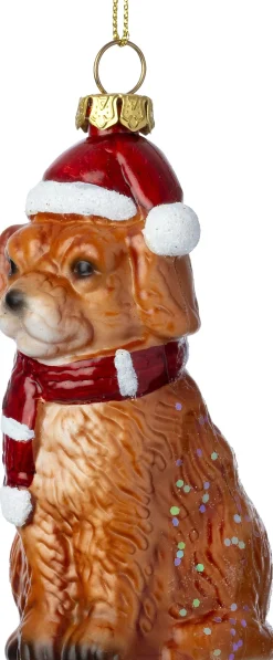 Intratuin kerst ornament Dorna golden retriever bruin 5,2 x 7,1 x 10 cm