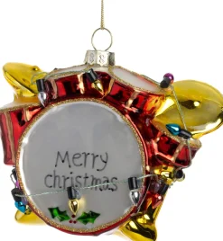 Intratuin kerst ornament drumstel rood / wit 10,3 x 5 x 8,1 cm