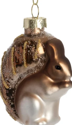 Intratuin kerst ornament eekhoorn bruin / goud 5,5 x 3,5 x 6,5 cm