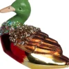Intratuin kerst ornament eend groen / bruin 11,2 x 5,6 x 8,2 cm