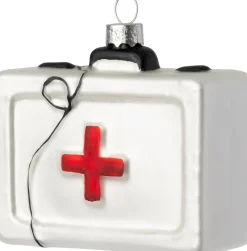 Intratuin kerst ornament EHBO tas wit 8,1 x 4 x 8,2 cm