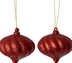 Intratuin kerst ornament Elin ui rood D 6,5 H 6 cm 2 stuks