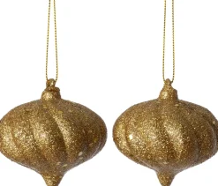 Intratuin kerst ornament Elin ui goud D 6,5 H 6 cm 2 stuks